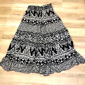 Tribal Print Front Slit Wide Leg Pants